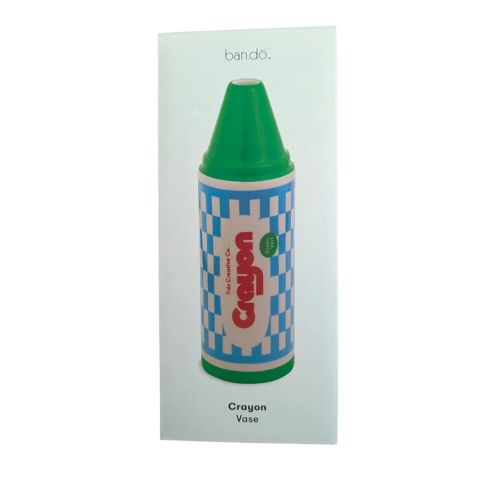 Ban.do x Trés Creative Co. Crayon Vase NWT Colorful Ceramic Art‎ Green Kitsch